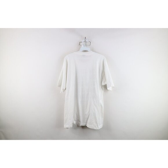 Vtg 90s Streetwear Womens XL Distressed USPS Postage Stamps Flower T-Shirt USA - Picture 14 of 16